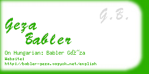 geza babler business card